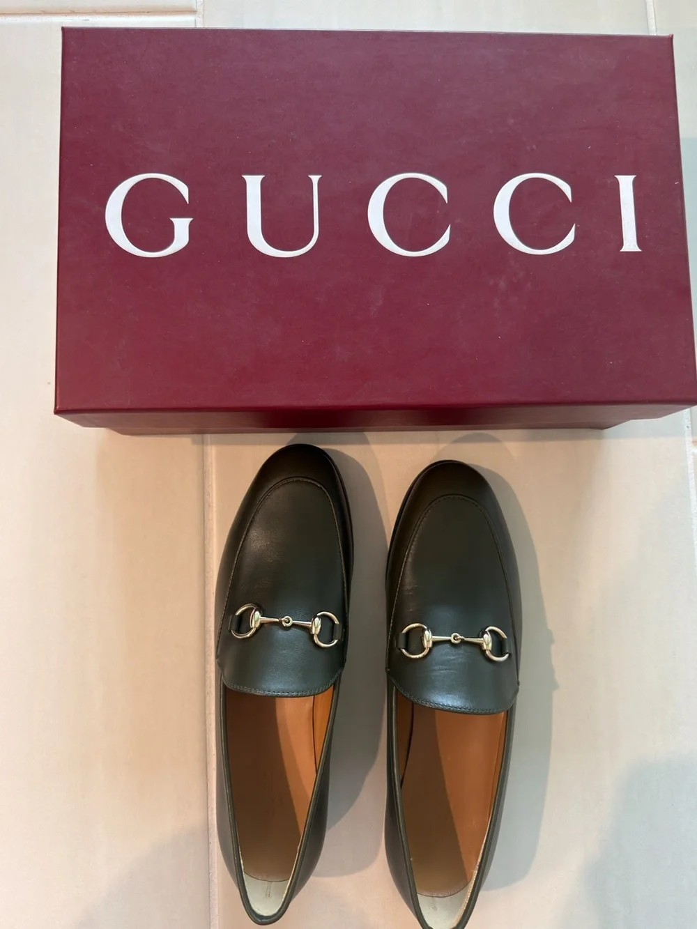 Gucci Olive Green Leather Horsebit Loafers